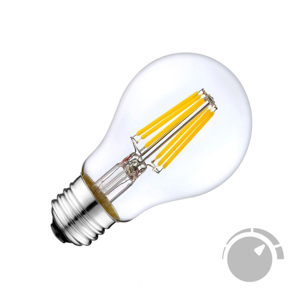 Bombilla LED E27 COB filamento 8W, Regulable, Blanco cálido, Regulable