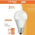 Lâmpada LED E27 A60, 15W, 180º, OSRAM Chip, Branco quente 2700K