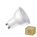 Pack 10 x Bombilla LED GU10, 100º, 7W, Blanco cálido