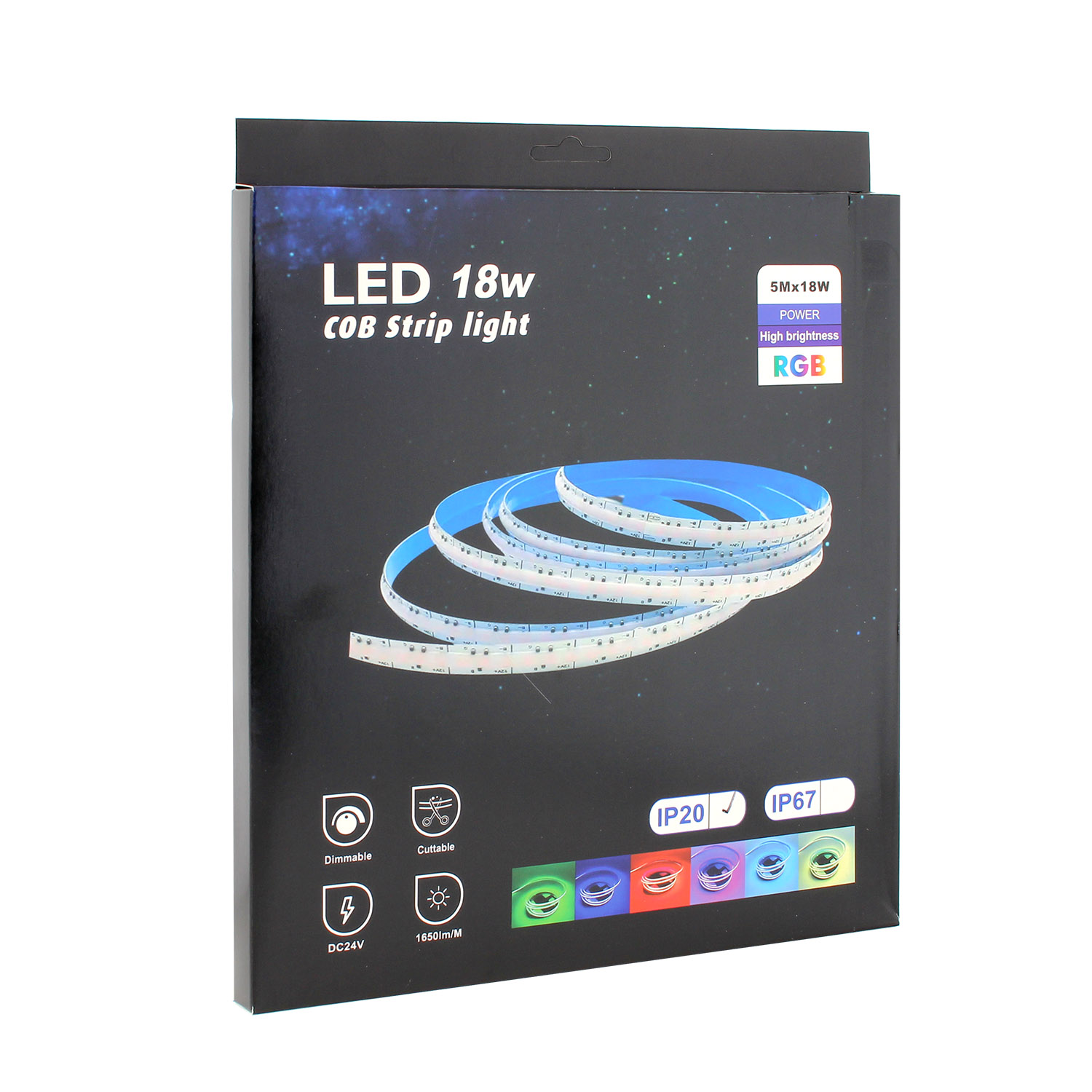 COB - Tira de luz LED blanca cálida, tiras LED de alto brillo con 2400 LED,  control remoto RF y fuente de alimentación UL, luces LED regulables de