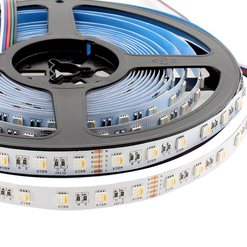 Tira LED EPISTAR SMD5050, RGB+W, DC24V, 5m (60Led/m 4 en 1) - IP20, RGB + Blanco neutro