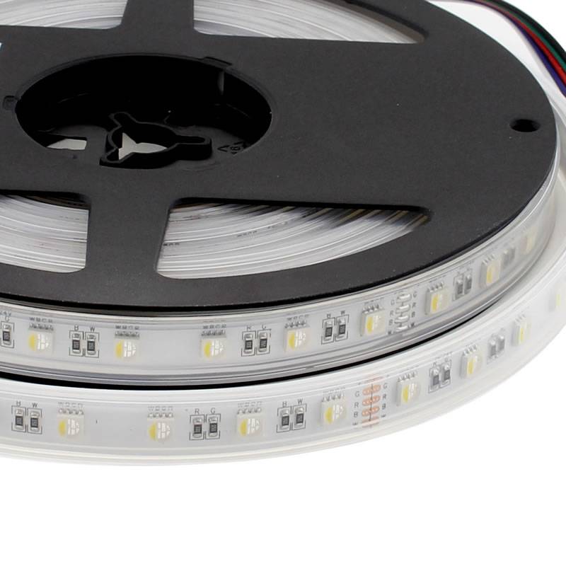 Tira LED EPISTAR SMD5050, RGB+W, DC24V, 5m (60Led/m 4 en 1) - IP67, RGB + Blanco neutro