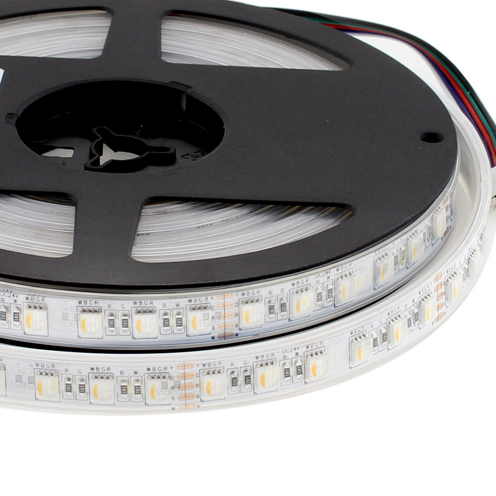 Tira LED SAMSUNG SMD5050, RGB+W, DC24V, 5m (84Led/m 4 en 1) - IP67, RGB + Blanco cálido