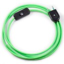 Cable textil con interruptor y enchufe, 2x0,75mm, 2m, verde