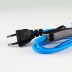 Cable textil con interruptor y enchufe, 2x0,75mm, 2m, azul