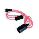 Cable textil E27 con interruptor y enchufe, 2m, rojo-blanco