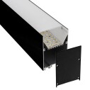 KIT - Perfil aluminio SERK para tiras LED, 1 metro, negro
