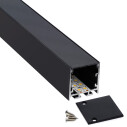 KIT - Perfil aluminio VART SUSPEND para fitas LED, 1 metro, preto