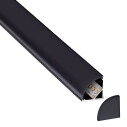 KIT - Perfil aluminio KORK-mini para tiras LED, 1 metro, negro