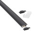 KIT - Perfil aluminio LISEN para tiras LED, 1 metro, negro
