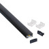 KIT - Perfil aluminio KAIF para tiras LED, 1 metro, negro