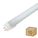 Pack 10 Tubos LED T8 SMD2835 Epistar - Aluminio - 18W - 120cm, Conexión dos Laterales, Blanco cálido