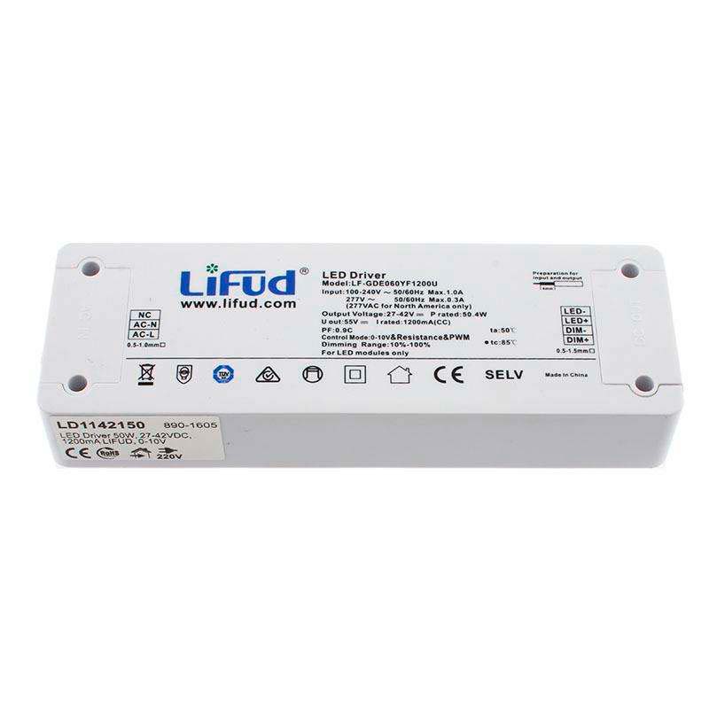 LED Driver LIFUD DC27-42V/50W/1200mA, Regulable 1-10V, Regulable