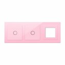 Frontal 3x cristal rosa, 1 hueco + 2 botones 