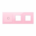Frontal 3x cristal rosa, 2 huecos + 1 botón 