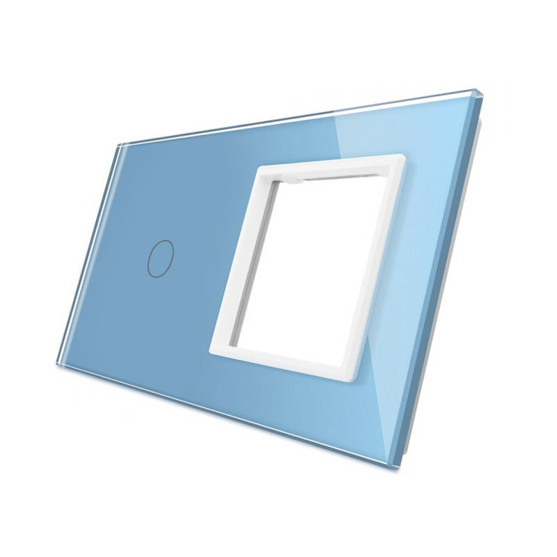 Frontal 2x cristal azul, 1 hueco + 1 botón