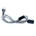 Cable textil E27 con interruptor y enchufe, 2m, negro-blanco