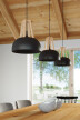 Lámpara colgante CASCO color negro y madera natural, E27